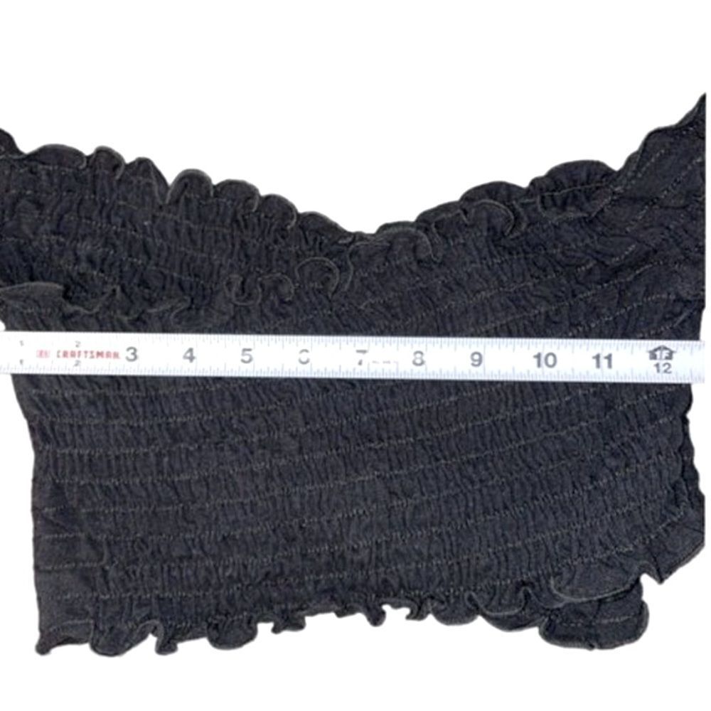 FREE PEOPLE “SMOCK IT TO ME” CRISS CROSS OFF THE SHOULDER CROP TOP BLACK  SMALL - Picture 10 of 10